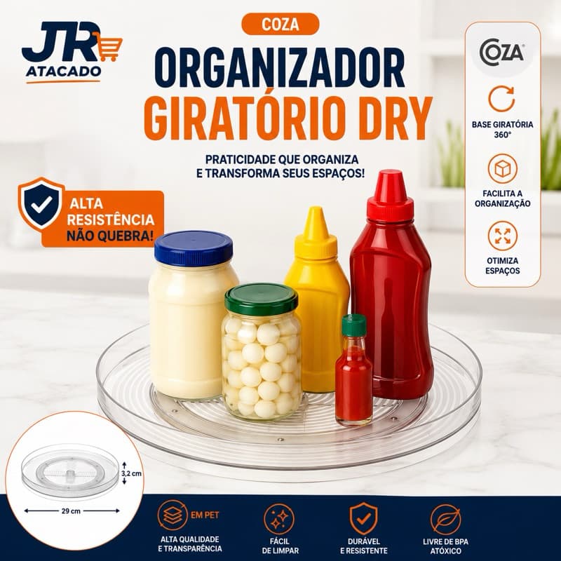 Organizador Giratório Geladeira Coza 29cm Base 360°