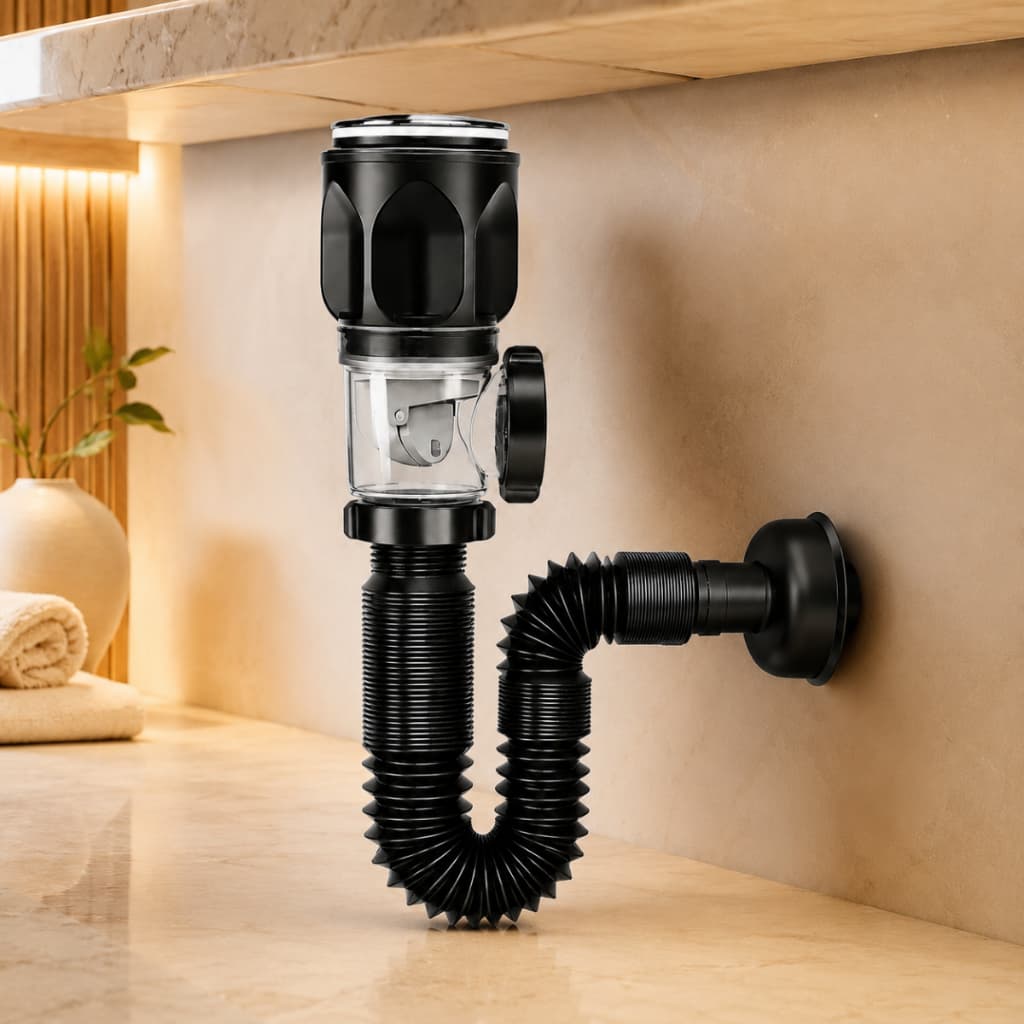 Kit De Drenagem De Pia De Banheiro Flexível Expansível Para Uso Horizontal E Vertical