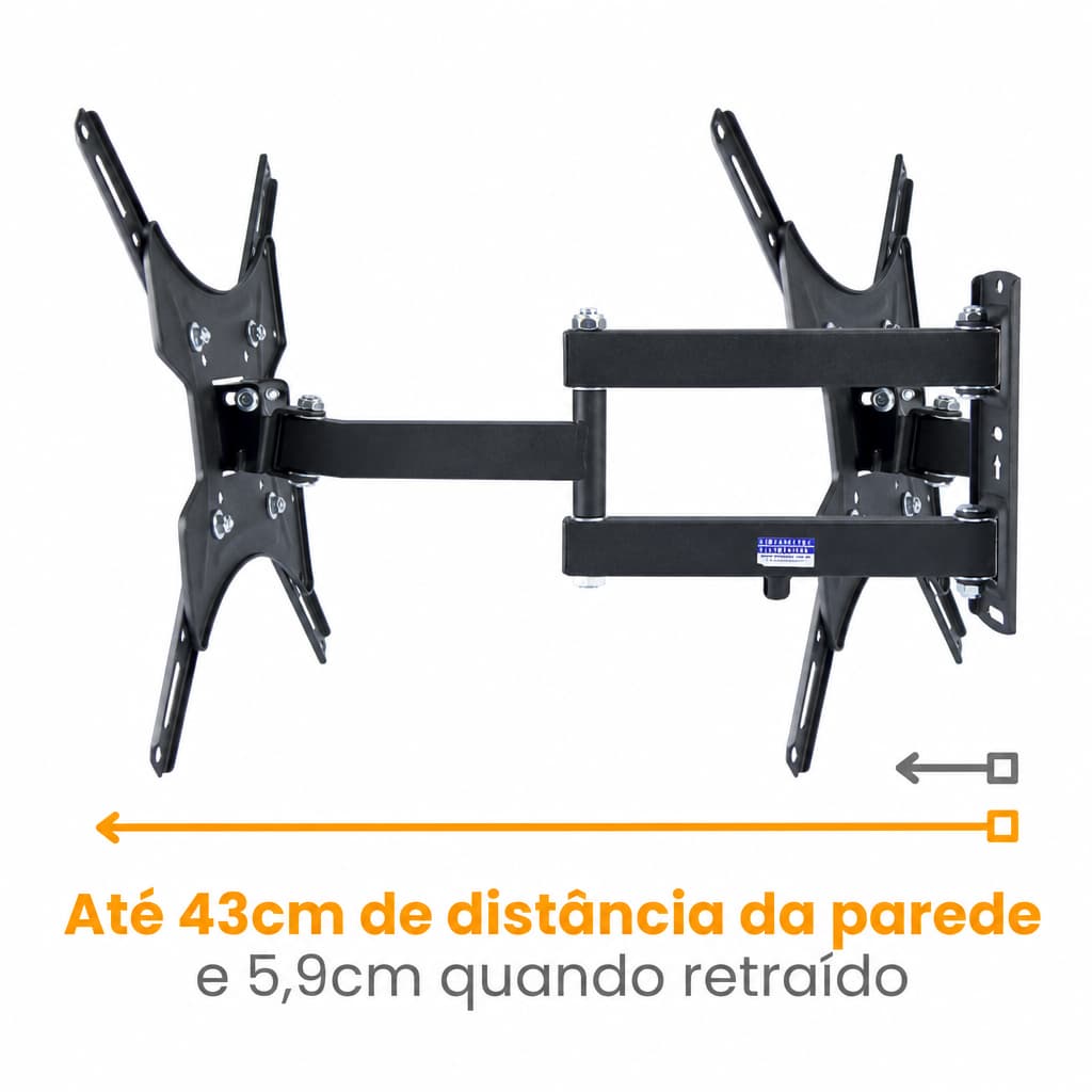 Suporte Articulado para TV 13" a 65" PQST-1355 40kg, VESA 400x400 Passa Cabo
