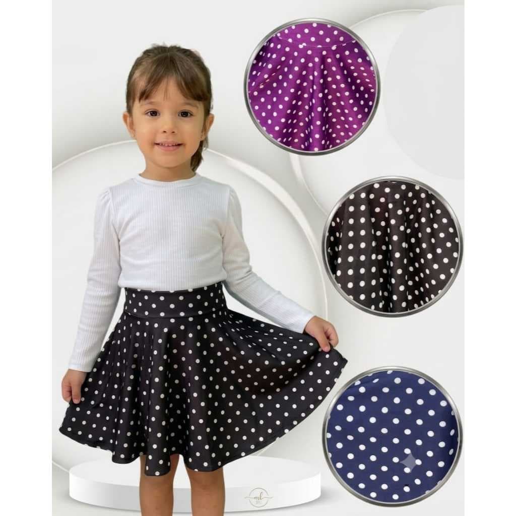 Saia midi póa  infantil - 06 ao 12.