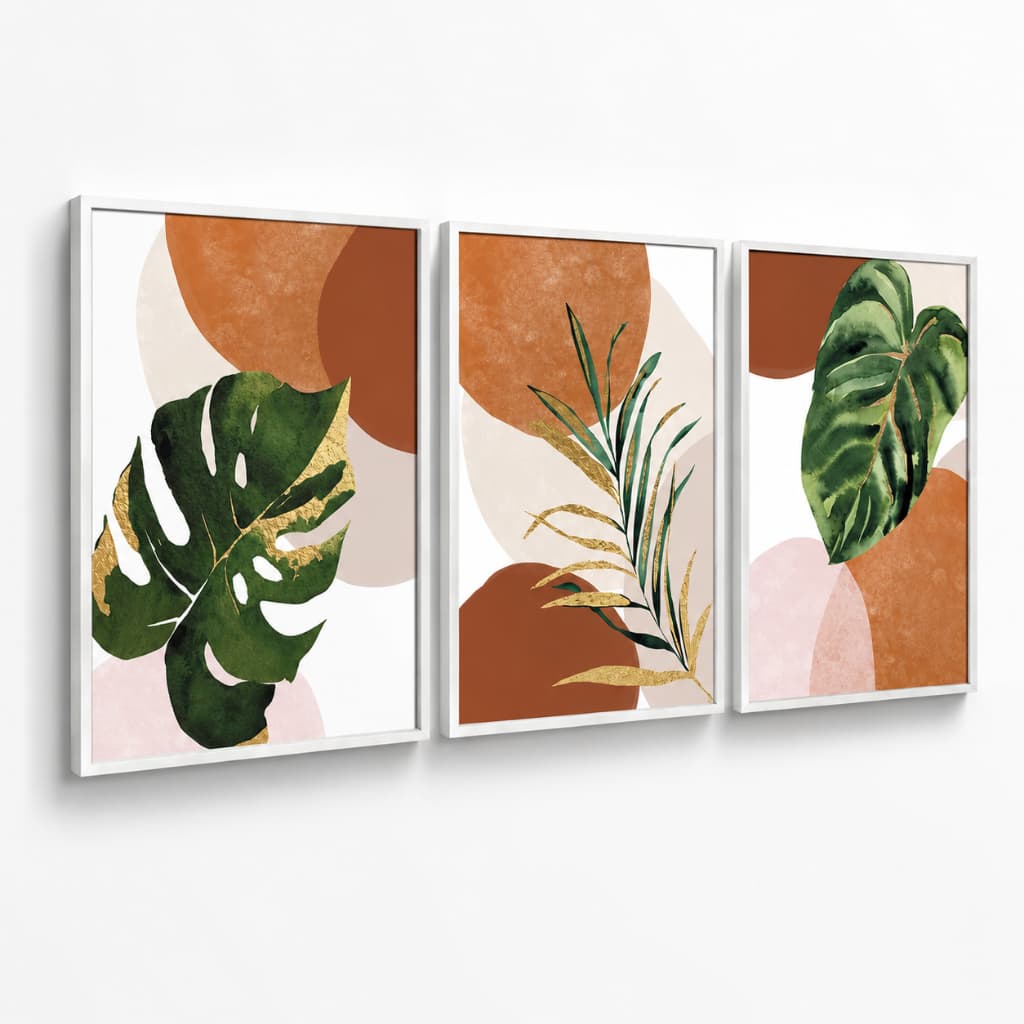 KIT 3 Quadros Decorativos para Quarto- Sala - Boho Botanico Plantas