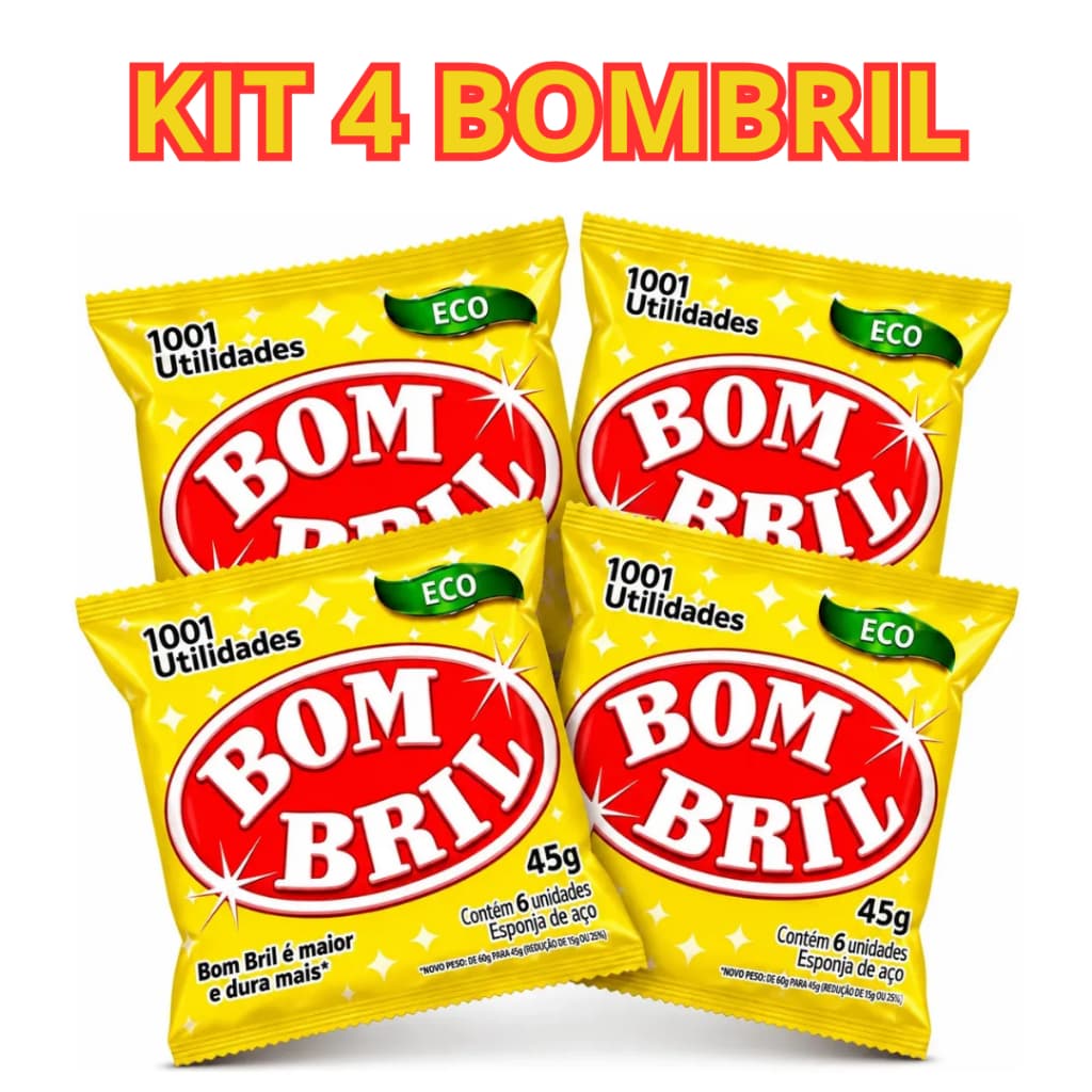 Kit 4 Esponja De Aço Bom Bril Lã Palha De Aço 45g Cada