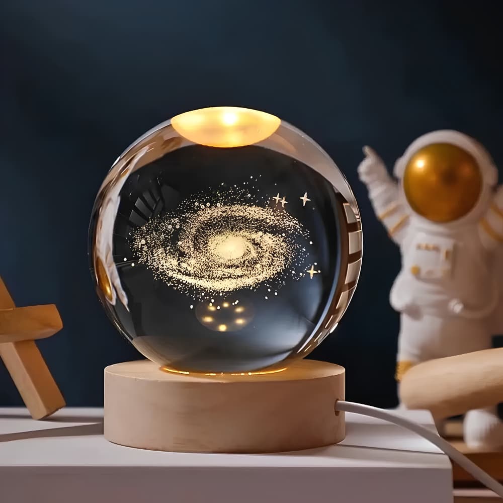 Luminária Bola abajur Cristal Galáxia 3D Saturno LED USB Abajur Luz Decoração Quarto Escritório