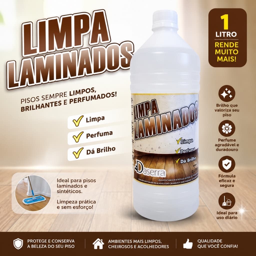LIMPADOR CONCENTRADO DE PISO LAMINADO, VINÍLICOS 1 LITRO DA SERRA