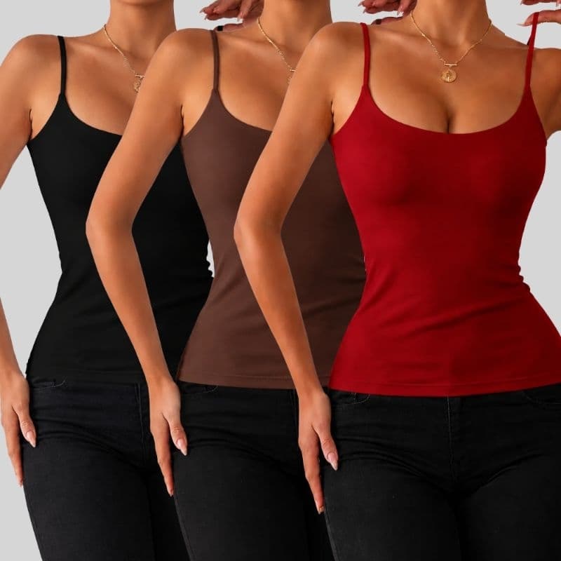 KIT 3 Regata Feminina Blusa de alça Fina