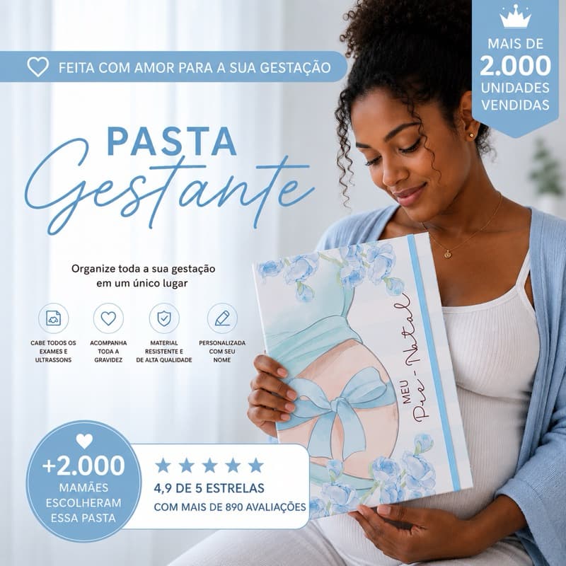 Pasta Para Guardar Ultrassons e Exames Gestante Personalizada