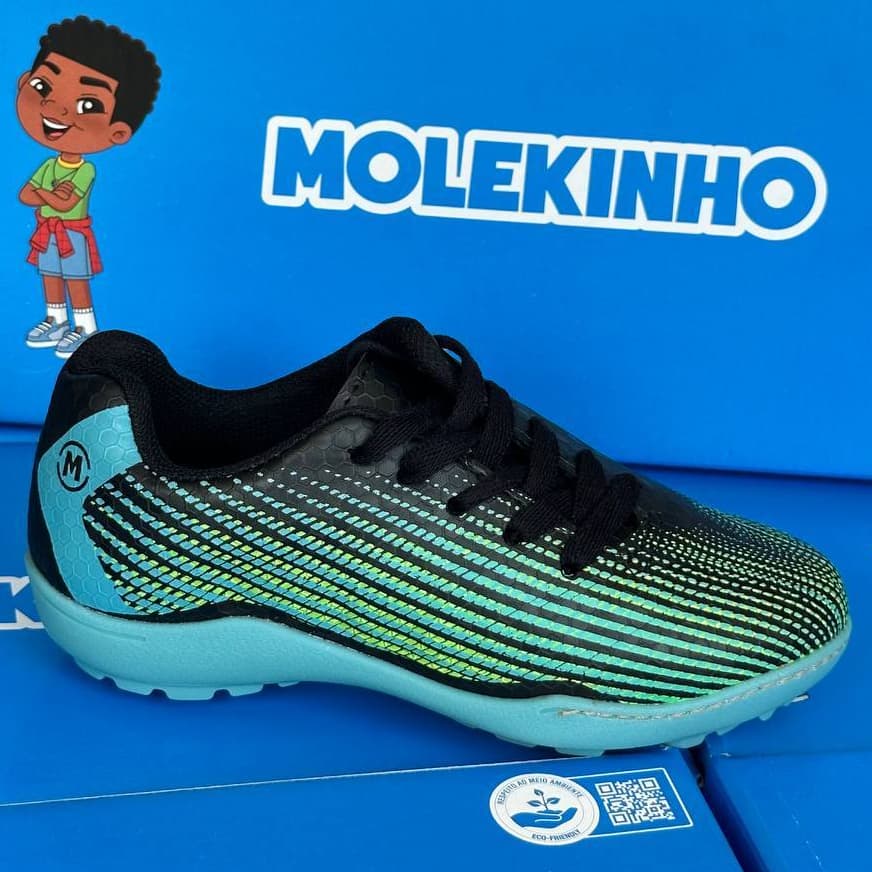 Chuteira Society Infantil Molekinho 2819.110 Original Menino Futebol Society Confortável Leve Antiderrapante Trava Baixa