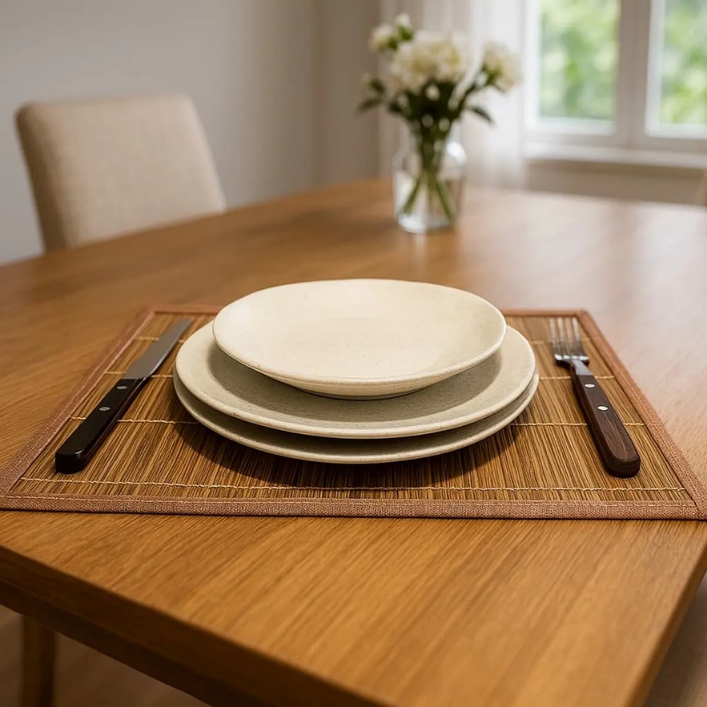 Kit 2 Jogo Americano Sousplat Mesa Posta Mesa De Jantar Bambu acabamento em Vies