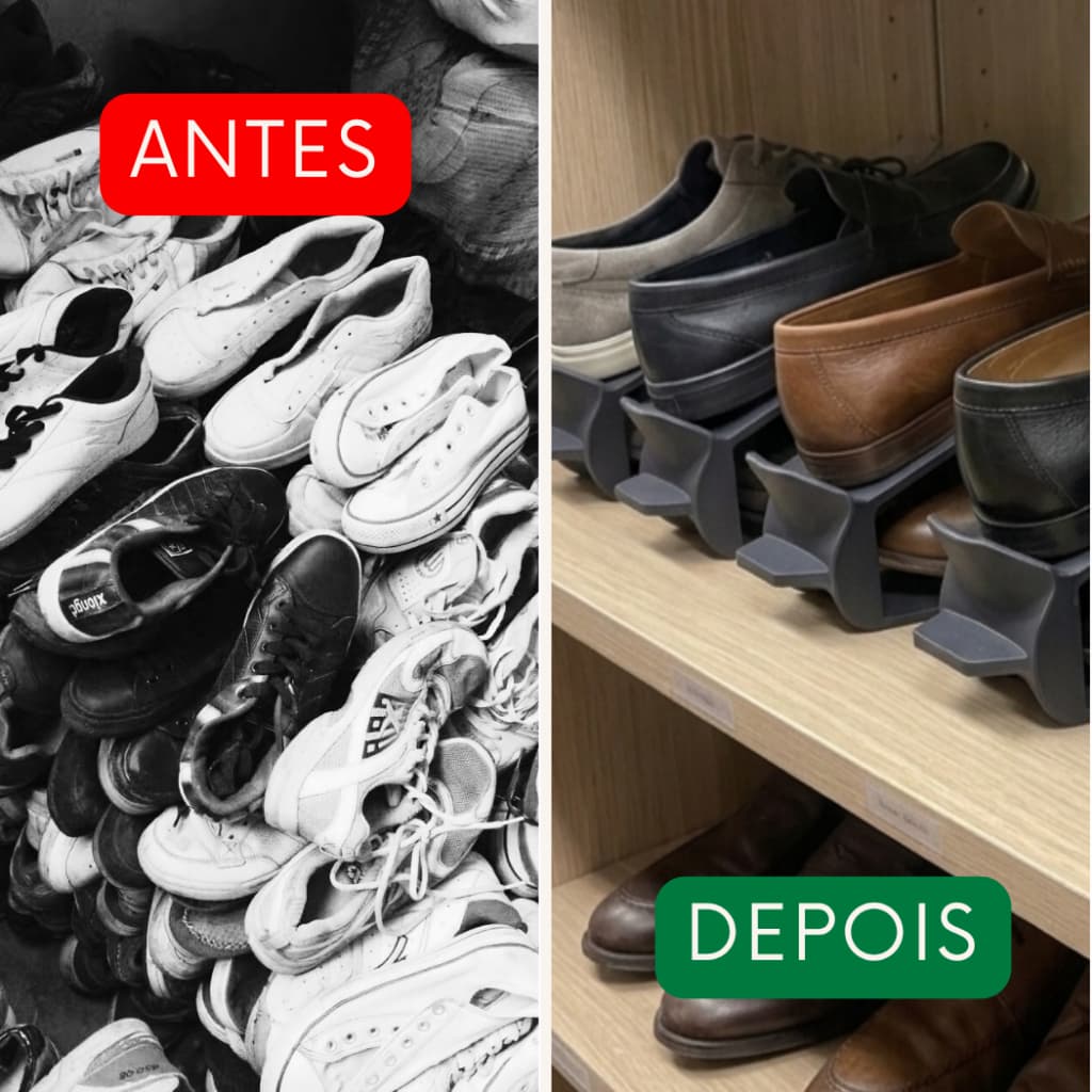 Organizador De Sapatos Empilhável Em PLA Com Haste Para Retirada Economia De Espaço Sapateira Suporte Para Sapatos