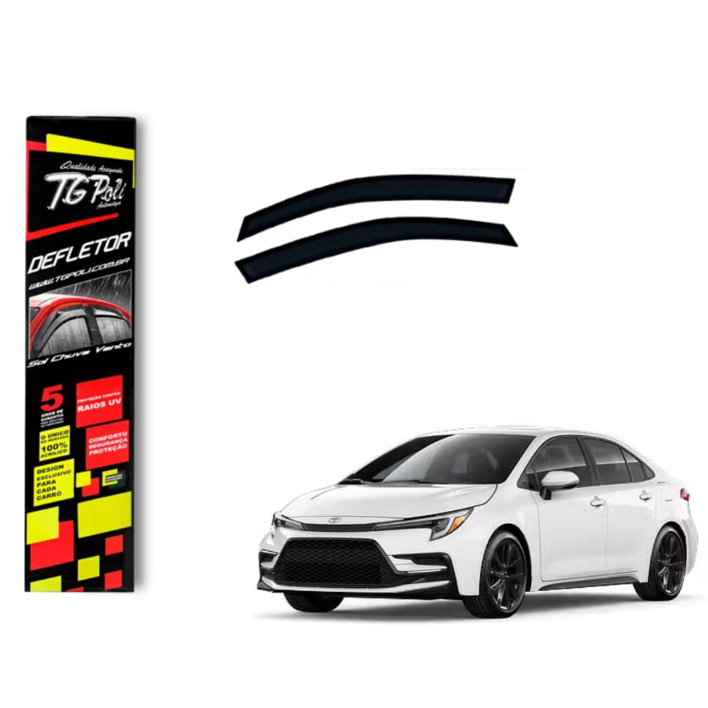 Calha de Chuva Toyota Corolla 2020 a 2026 TG Poli Defletor 4 portas Protetor Janelas Fumê