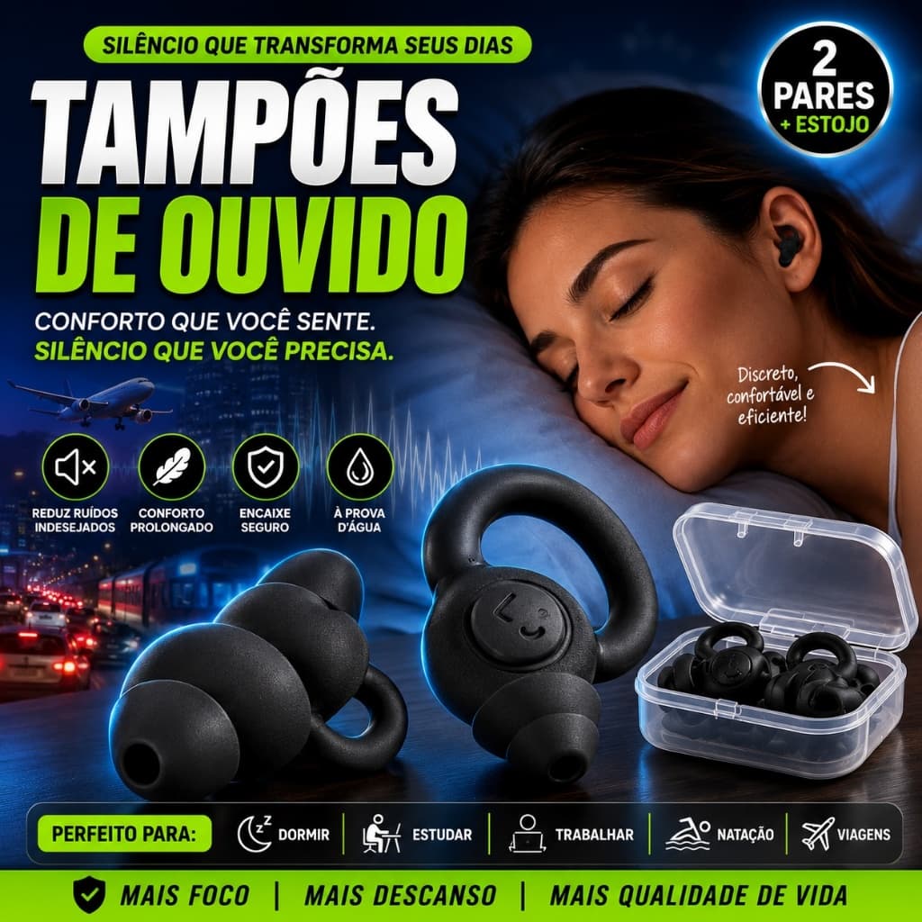 Tampão Ouvido Par 3 Camadas Antiruído Plug Dormir Natação Estudos Trabalho Protetor Auricular