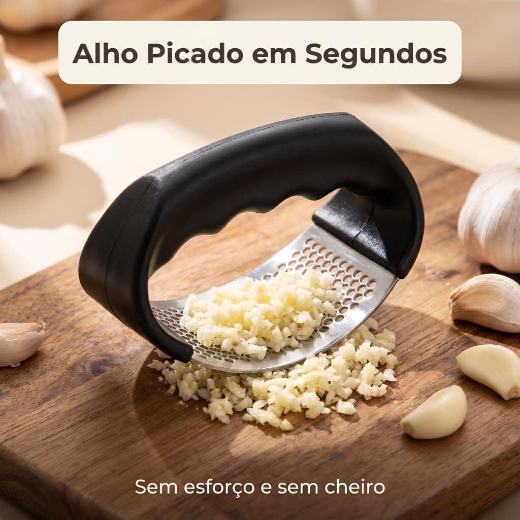 Prensa de Alho Resistente Cabo Antiderrapante Fácil Usar
