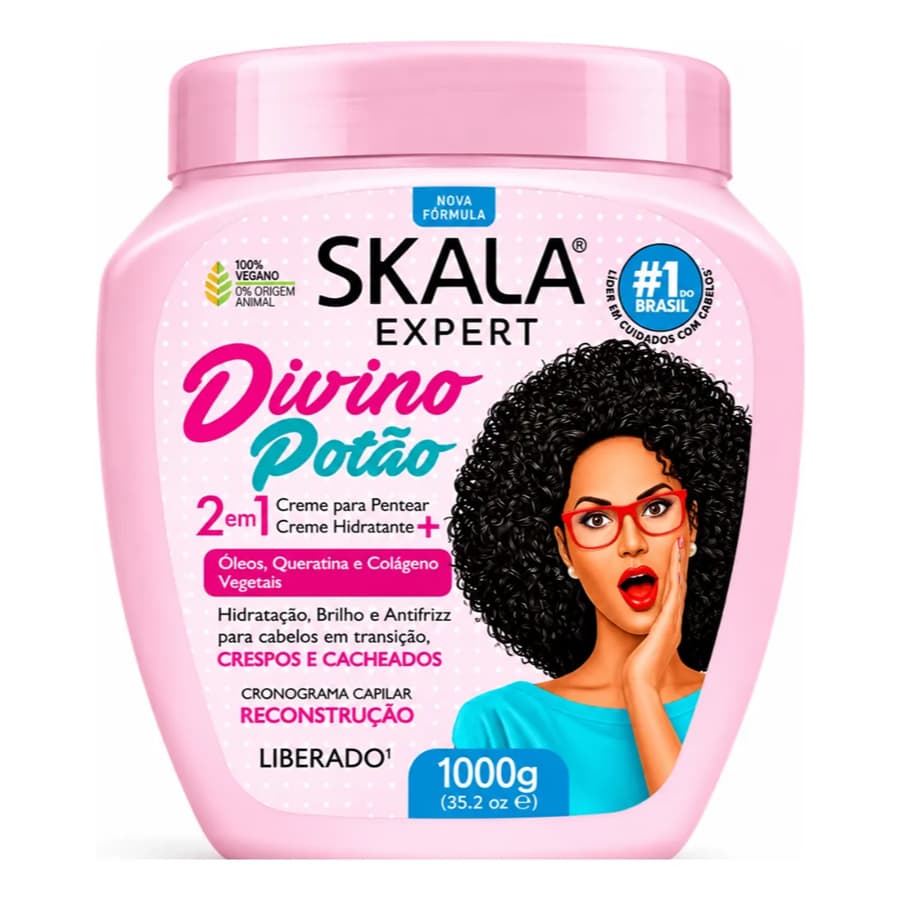 Creme Skala Divino Potão 1kg - Hidratação e Definição Vegana para Cachos