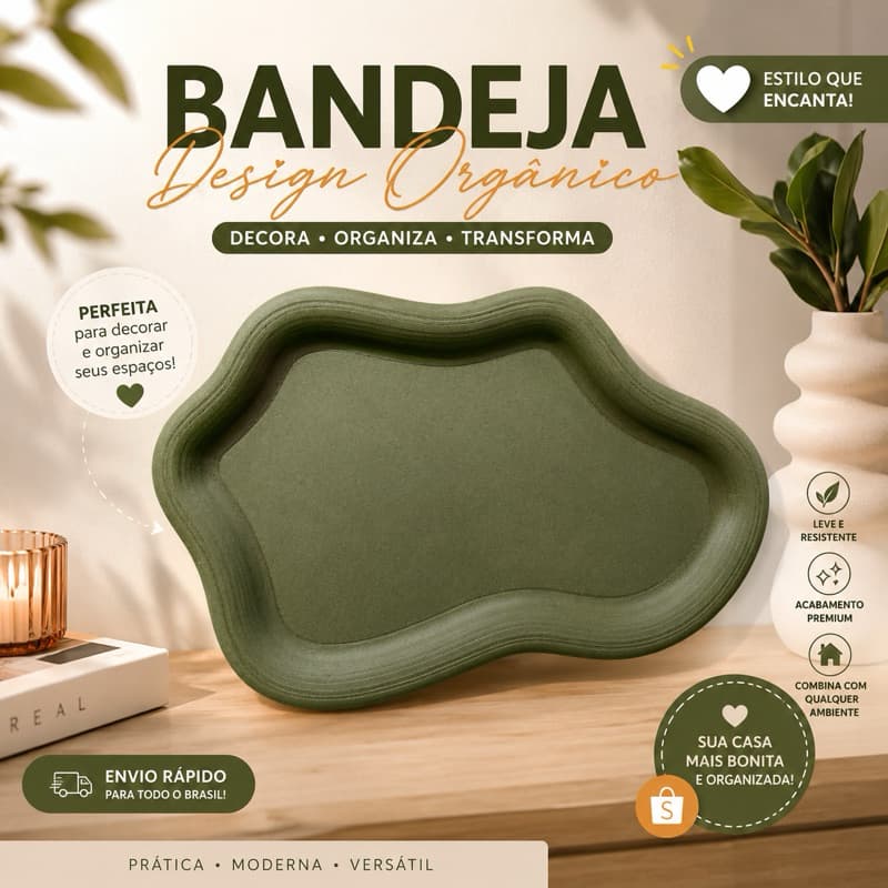 Bandeja Decorativa Orgânica Minimalista Organizador Porta Joias e Perfumes