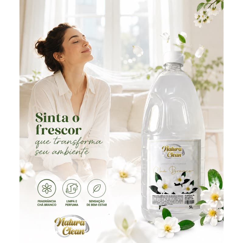 Limpador Perfumado Chá Branco 2L Natura Clean Multiuso Uso Geral Limpa e Perfuma