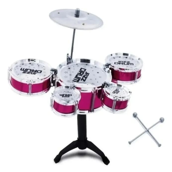 Bateria Infantil Jazz Brinquedo 5 Tambores Pratos E Baquetas Diversão para meninos e meninas