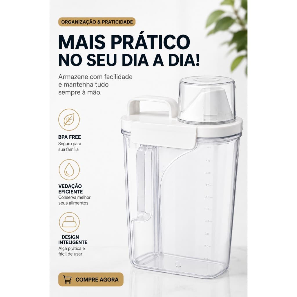 Pote Hermetico Premium e Copo Dispender Organizador com Bico Dosador multiuso LANÇAMENTO