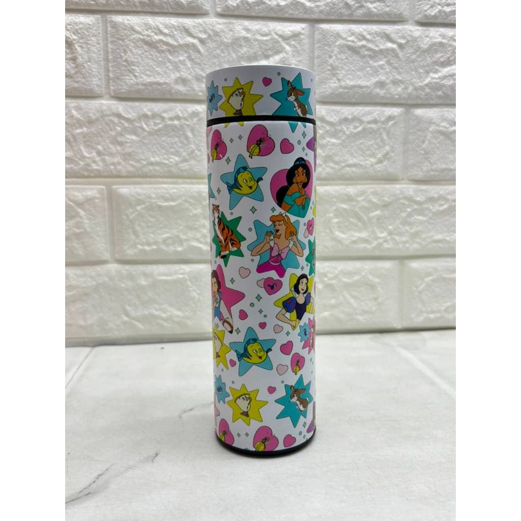 Garrafa Térmica Princesas 450ml Termômetro Lad Digital Desenho Infantil