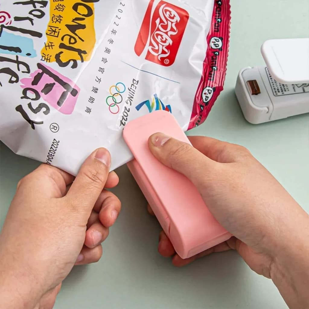 Mini Seladora Portátil para Embalagens Plásticas Fecha Sacos Conserva Alimentos