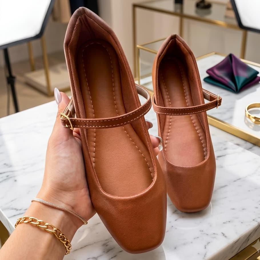 Sapatilha Boneca Feminina Mary Jane Caramelo Terracota Confortável Com Fivela Ajustável Elegante Lançamento
