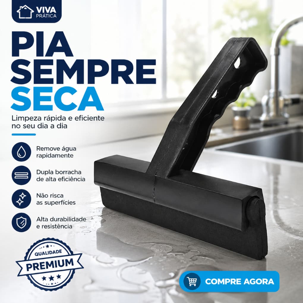 Rodinho de Pia Silicone Dupla Borracha Rodo de Pia Cozinha Multiuso Limpa Bancada Vidro Mármore Preto