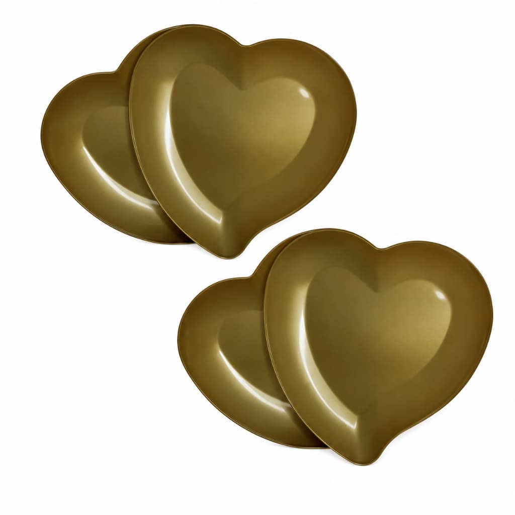 5 Prato Coração Sobremesa Dourado Festa Eventos Decoração Luxo