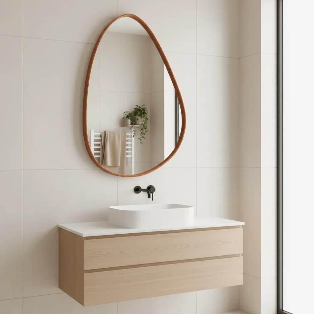 Espelho Orgânico Decorativo Couro 80x60cm Para Sala Estar Parede Moderna Premium Luxo