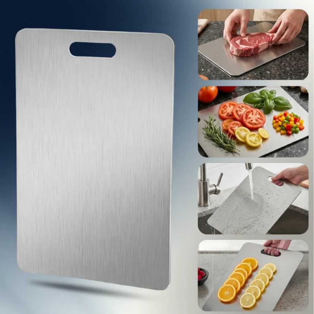 Tábua de Corte em Aço Inox Grande Resistente Multiuso para Carnes Legumes Frutas