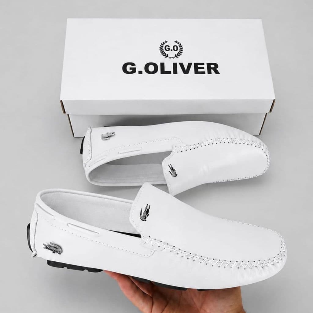 Mocassim Masculino G. Oliver em Couro com Costura Reforçada - Casual Premium Cor: Branco