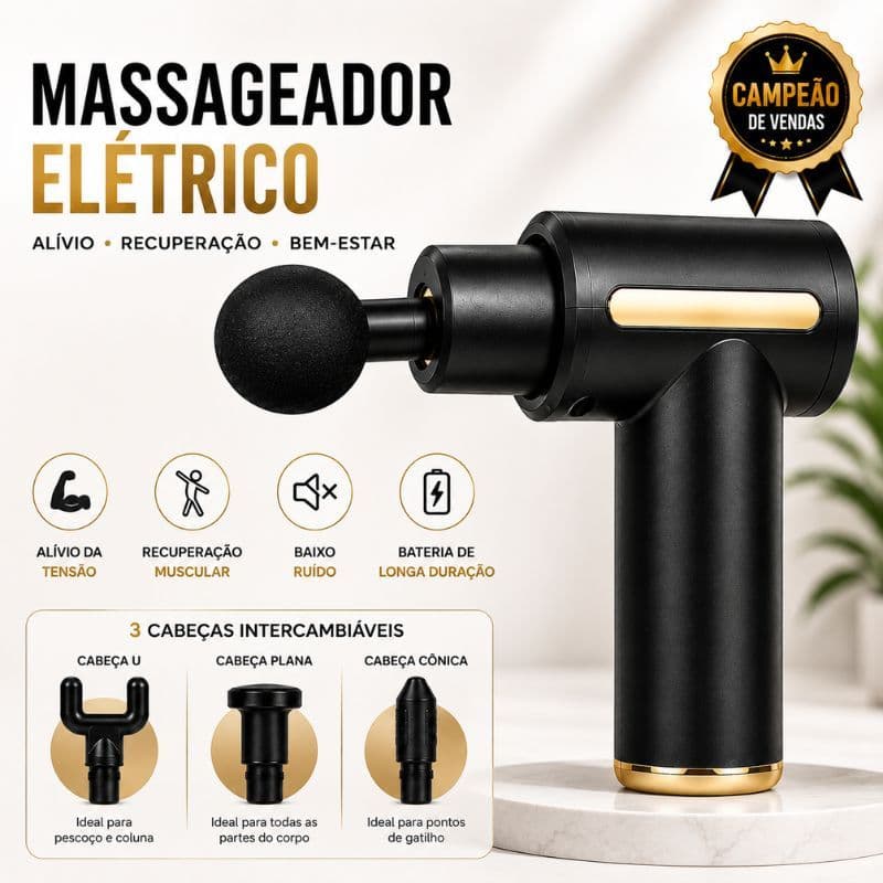 Massageador ElétricoAlta Frequência Pistola Relaxamento Muscular Definição dos Músculos Profissional