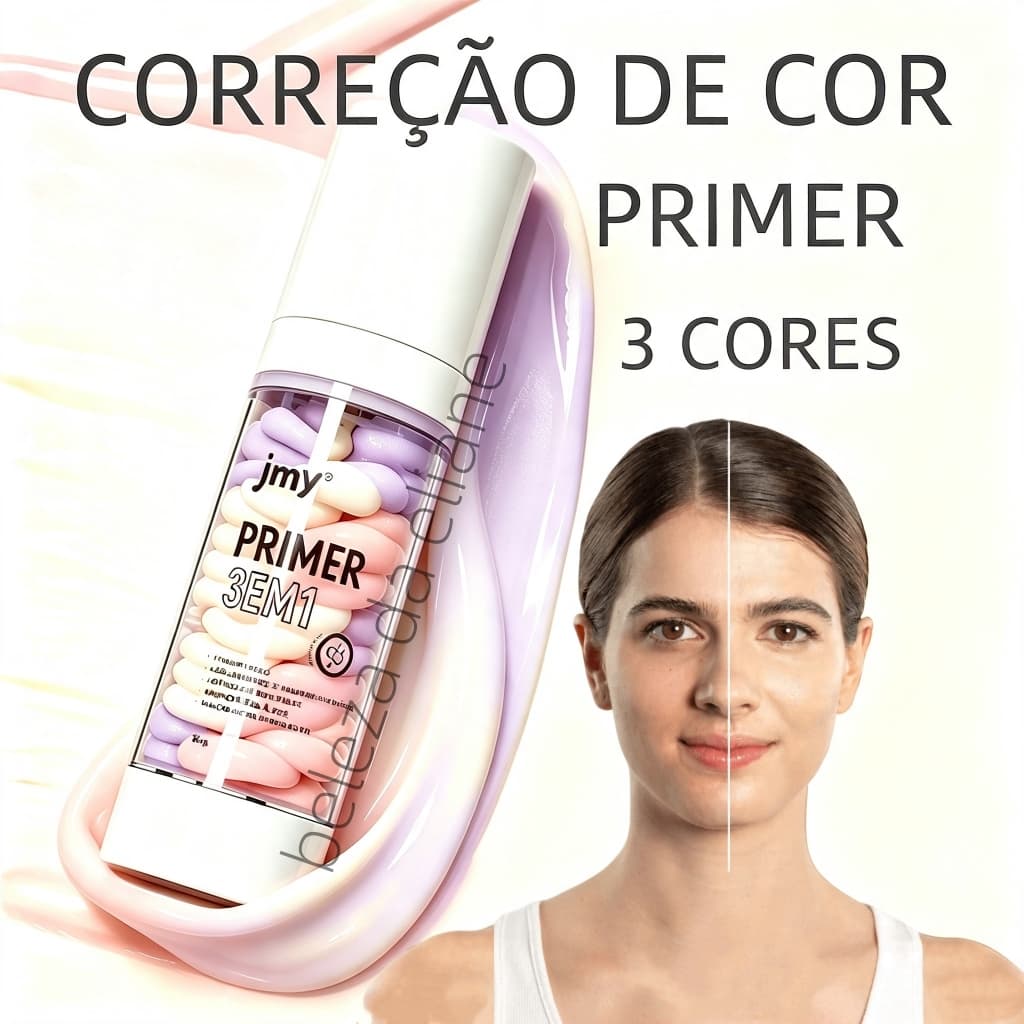 Primer de Maquiagem Correção de Cor Base Facial Uniformiza a Pele Pré-Maquiagem Jummy Ju