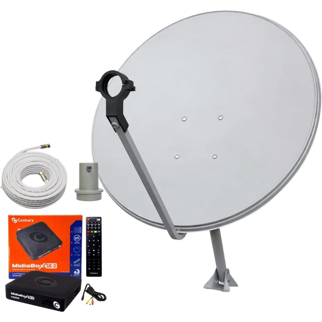 Kit Receptor Digital HD + Antena Parabólica 60cm + LNBF + Cabo 15m | Banda Ku