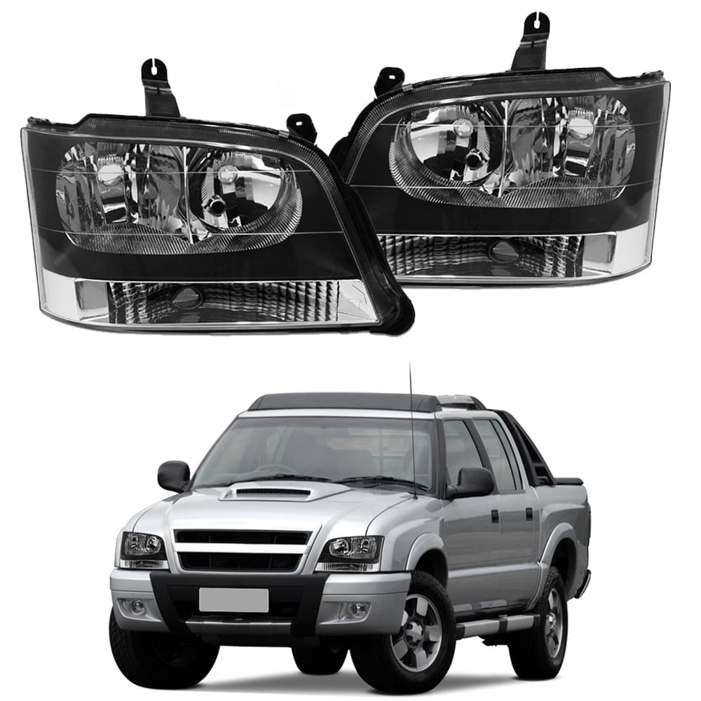 Farol S10 Blazer 2001 A 2011 Máscara Negra Pisca Cristal / S-10 2001 2002 2003 2004 2005 2006 2007 2008 2009 2010 2011