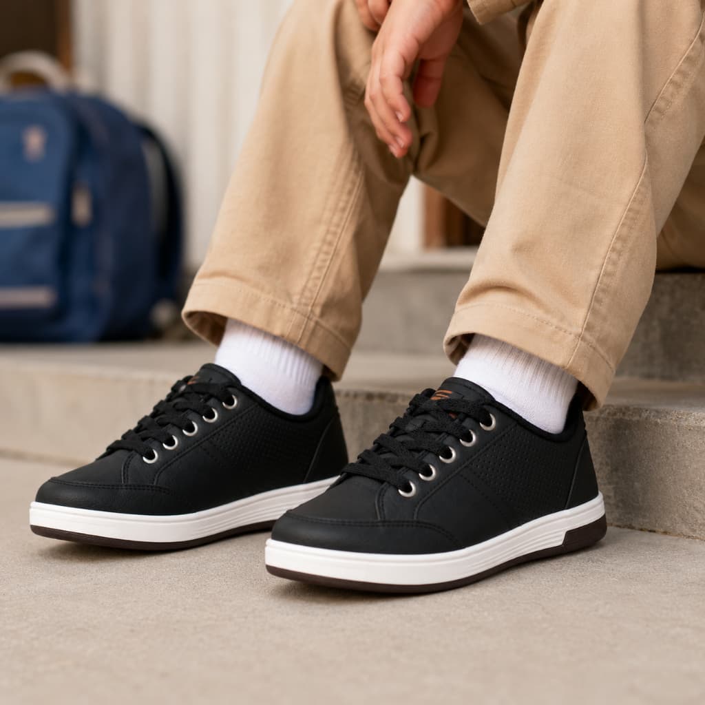 Tênis Infantil Menino Social Passeio Leve Macio Confortavel Antiderrapante Piccolo PRETO