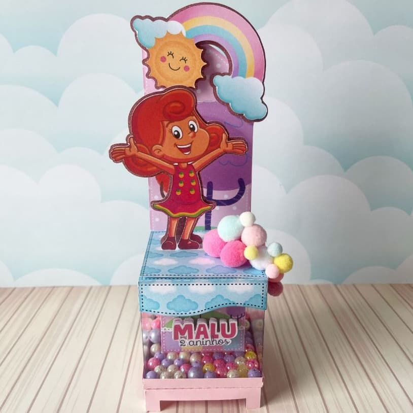 ✨ Caixa Cenário Luxo - Três Palavrinhas Menina -Papelaria Personalizada - Lembrancinha de Festa