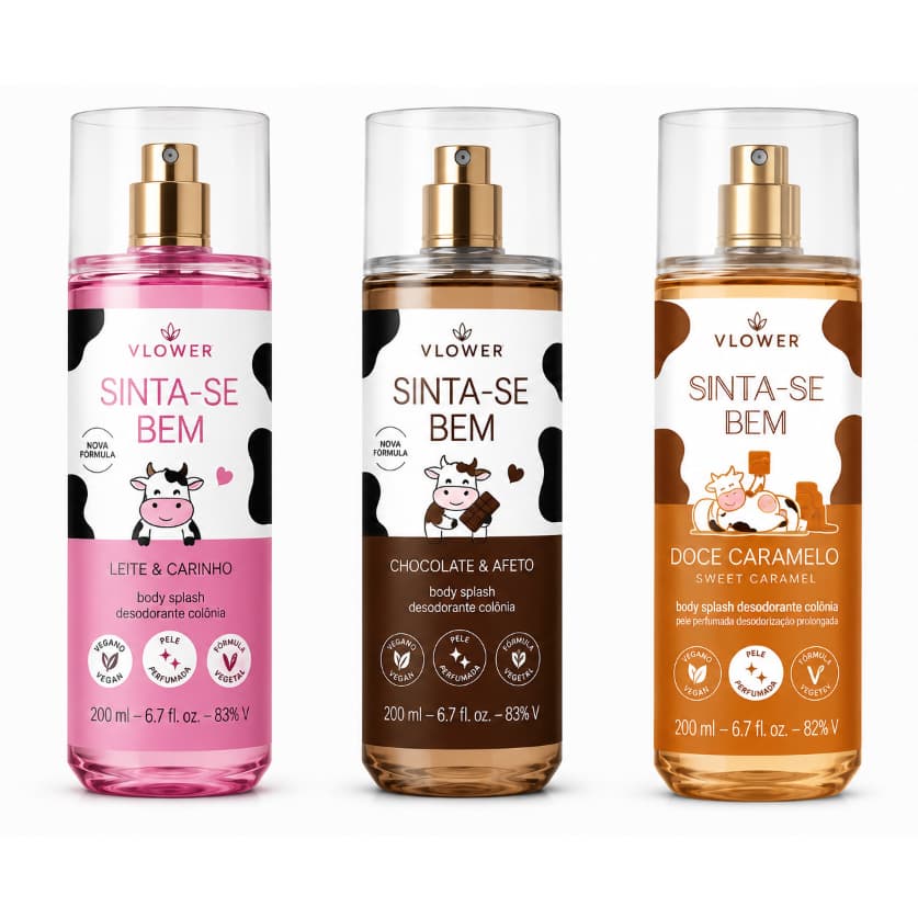 KIT 200ml DELEITE Cuide-se Bem Body Splash - Frescor e Hidratação com Fragrância Gourmand VLOWER