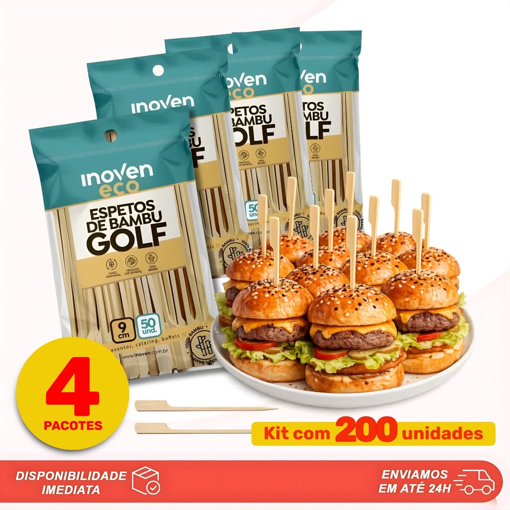 200 Un Palitos Golf 9cm e 15cm Para Hambuguer e Petiscos Decorações em Bambu Para Buffet Mesa Posta Espeto