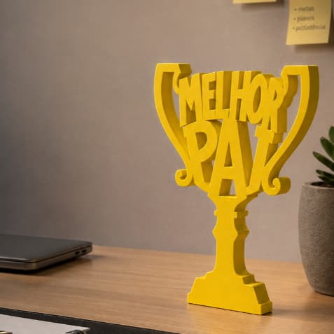 Troféu Decorativo "Melhor Pai" Enfeite de Mesa 3D Presente Dia dos Pais