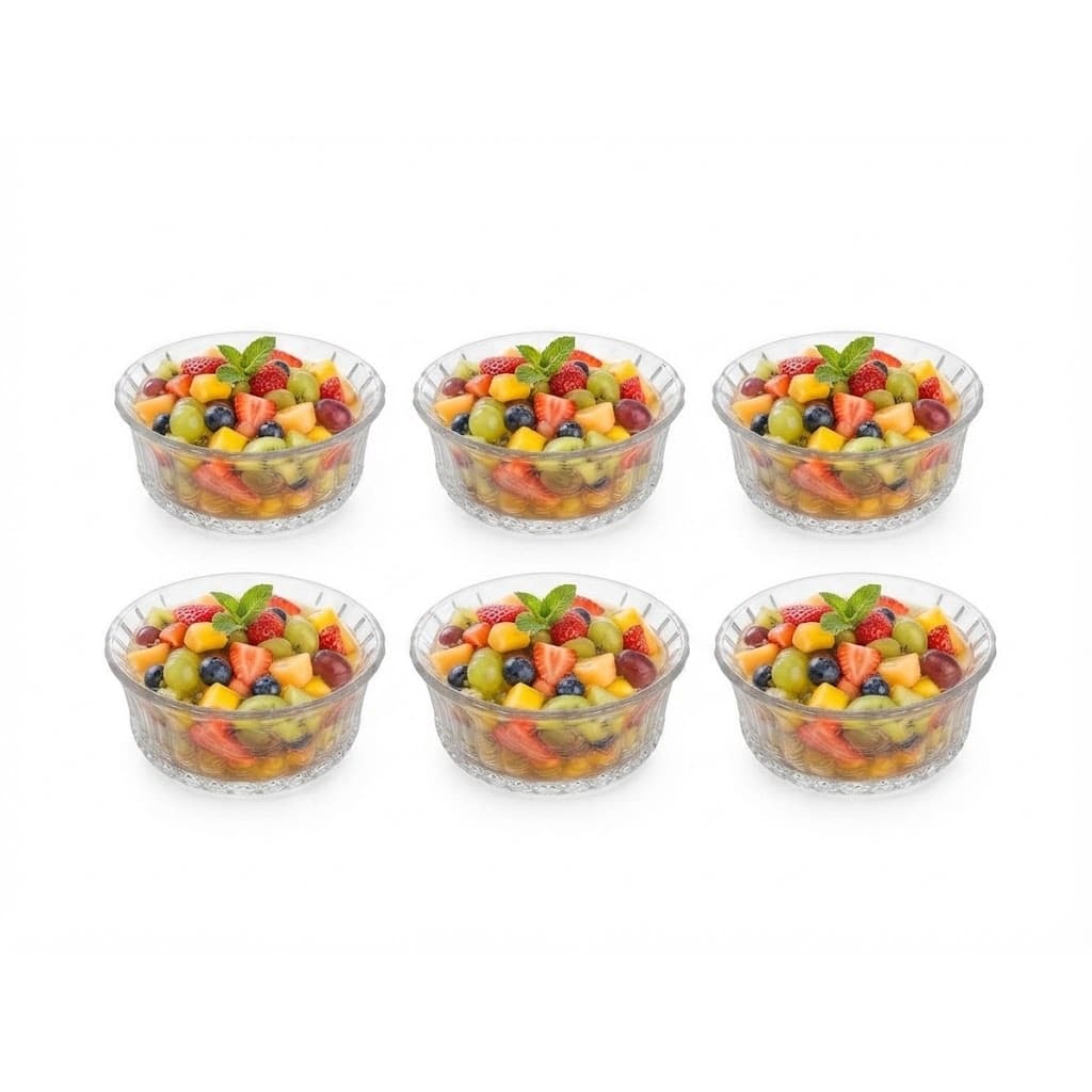 Jogo 6 Bowls  Taças De Vidro Para Sobremesa Piato 270 ml Tigela Salada Fruta Sorvete
