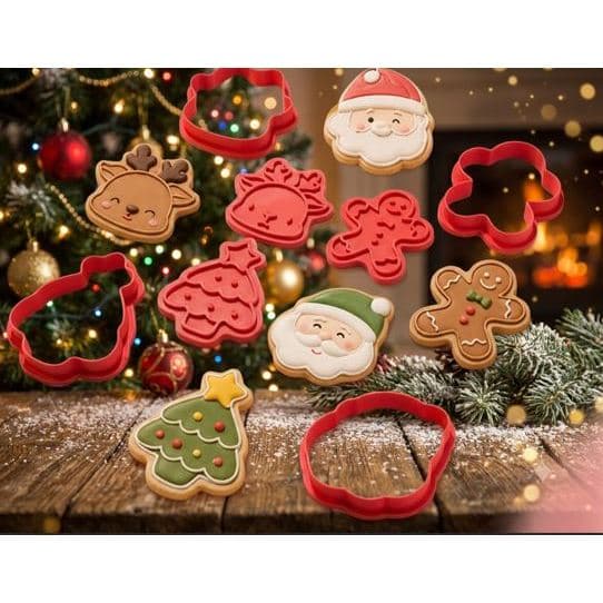 Kit 4 Cortador de Biscoito Bolacha Marcador Pasta Americana Cookie Natal Papai Noel Presente 6cm