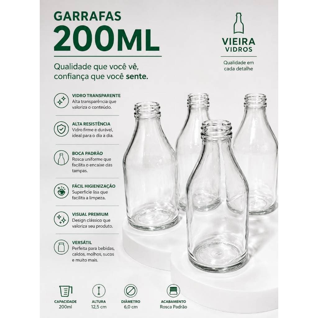 Garrafas De Vidro Coquinho 200ml para Pimenta, Azeite e Decoraçôes.
