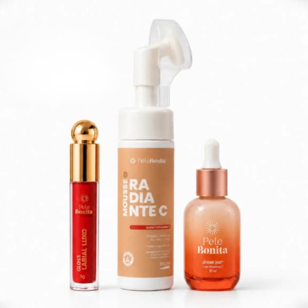Kit Bonita 360 Pele Bonita Sérum Facial Vitamina C 360 Mousse Radiante C Limpeza De Pele Gloss Hidratante Carlinhos Maia