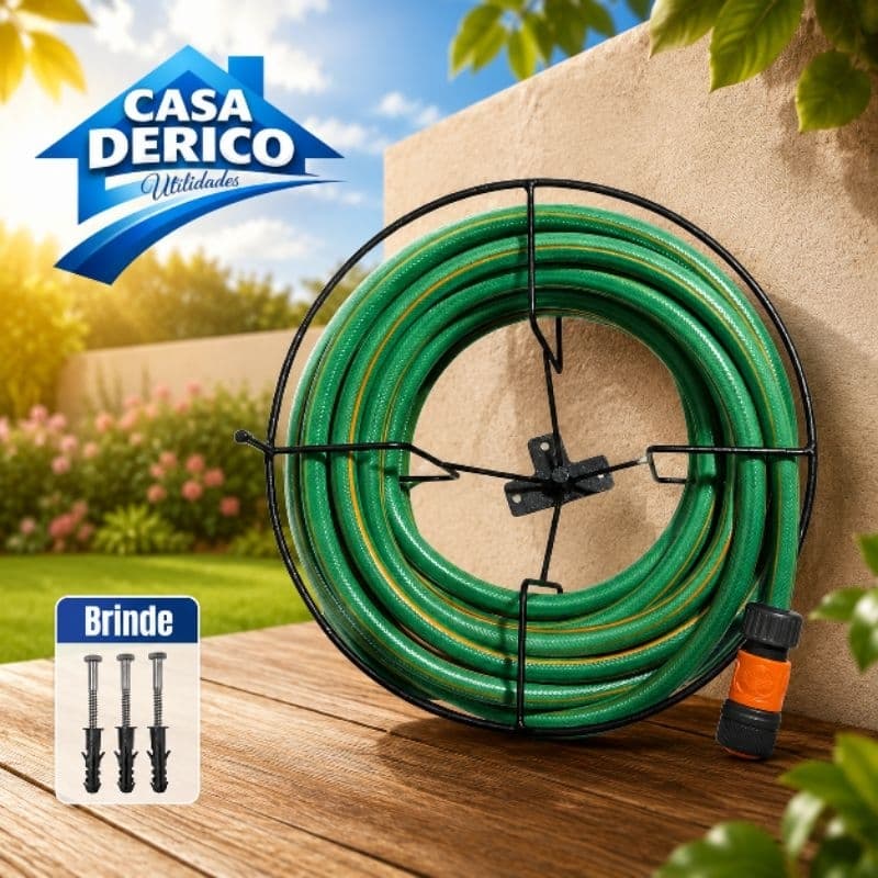 Enrolador de Mangueira Parede Giratório Para Jardim Quintal Lavanderia Resistente