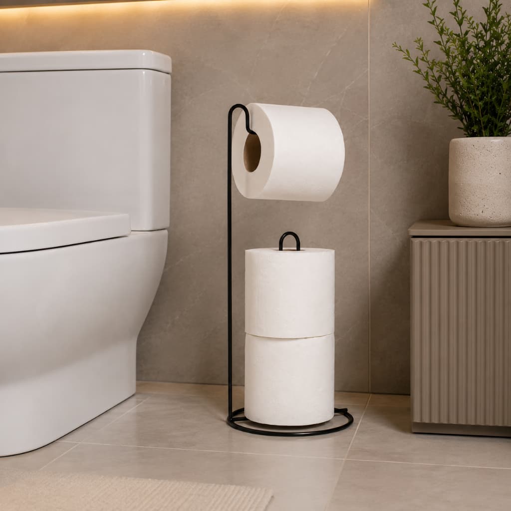 Porta Suporte Papel Higienico De Chão 3 Rolos