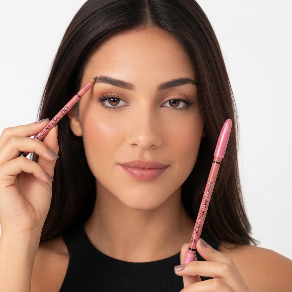 Lápis Delineador 2 em 1 Pink 21 Natural Look Preto e Marrom para Olhos e Sobrancelhas