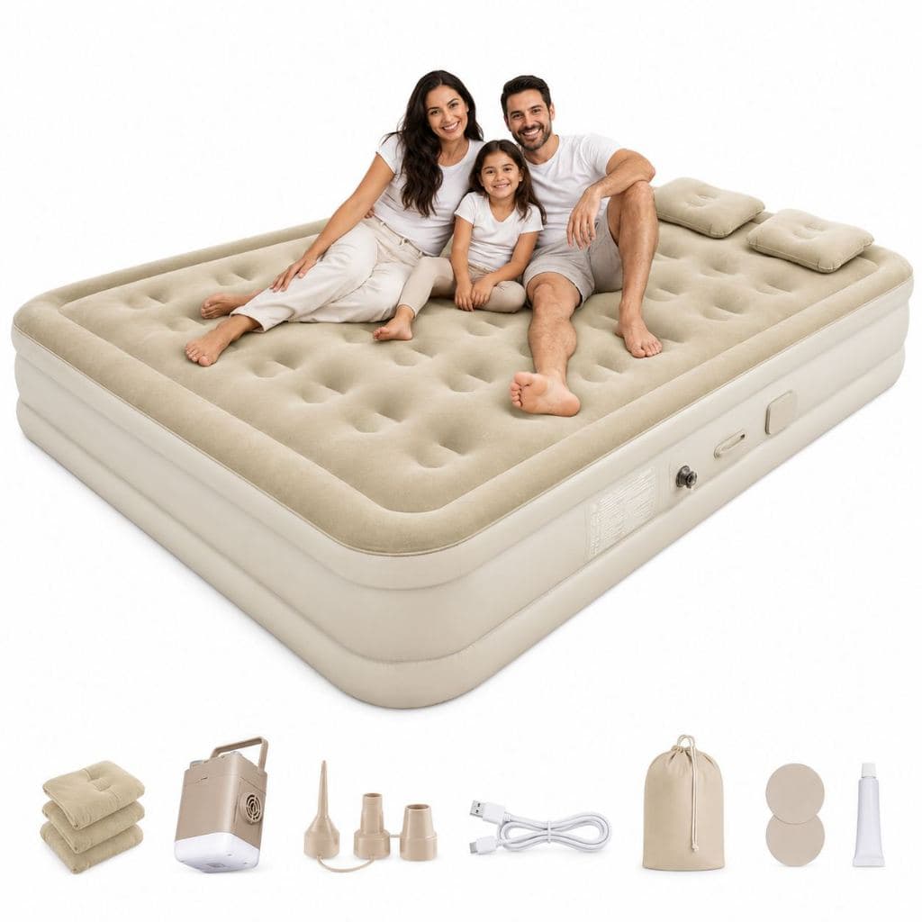 Colchão inflável extragrande de 1,8 metros de largura, com bomba de ar e bateria integrada de 4000mAh.