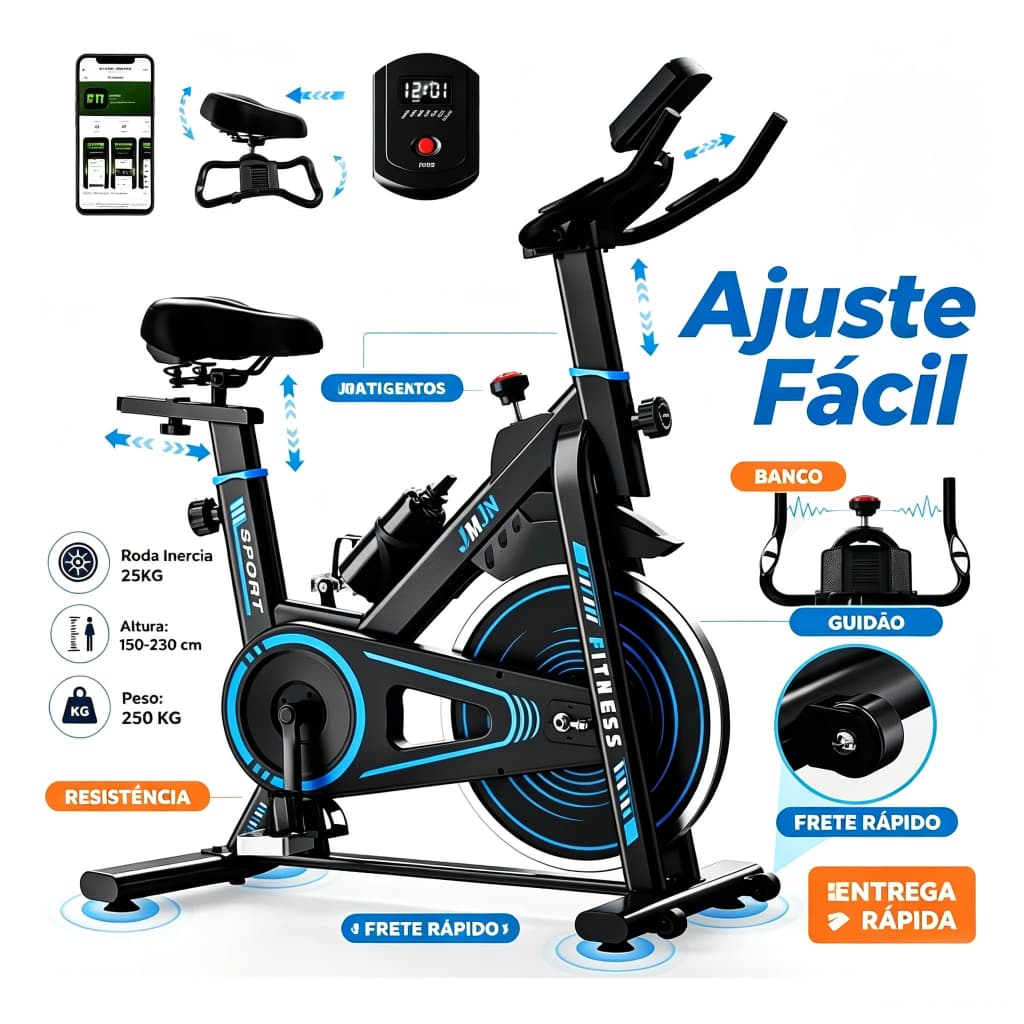 Bicicleta Ergométrica para Spinning Mecanica Academia Roda De Inércia 25Kg Mecânica Bike com Bluetooth APP Tela Profissi