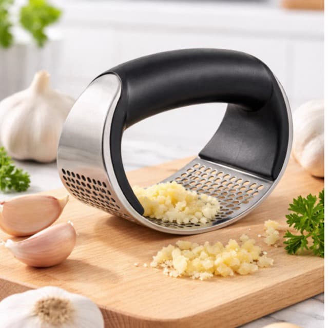 Amassador de Alho Inox Manual Profissional Triturador de Alimentos Cozinha Fácil Resistente Utensílio Prático de Cozinha