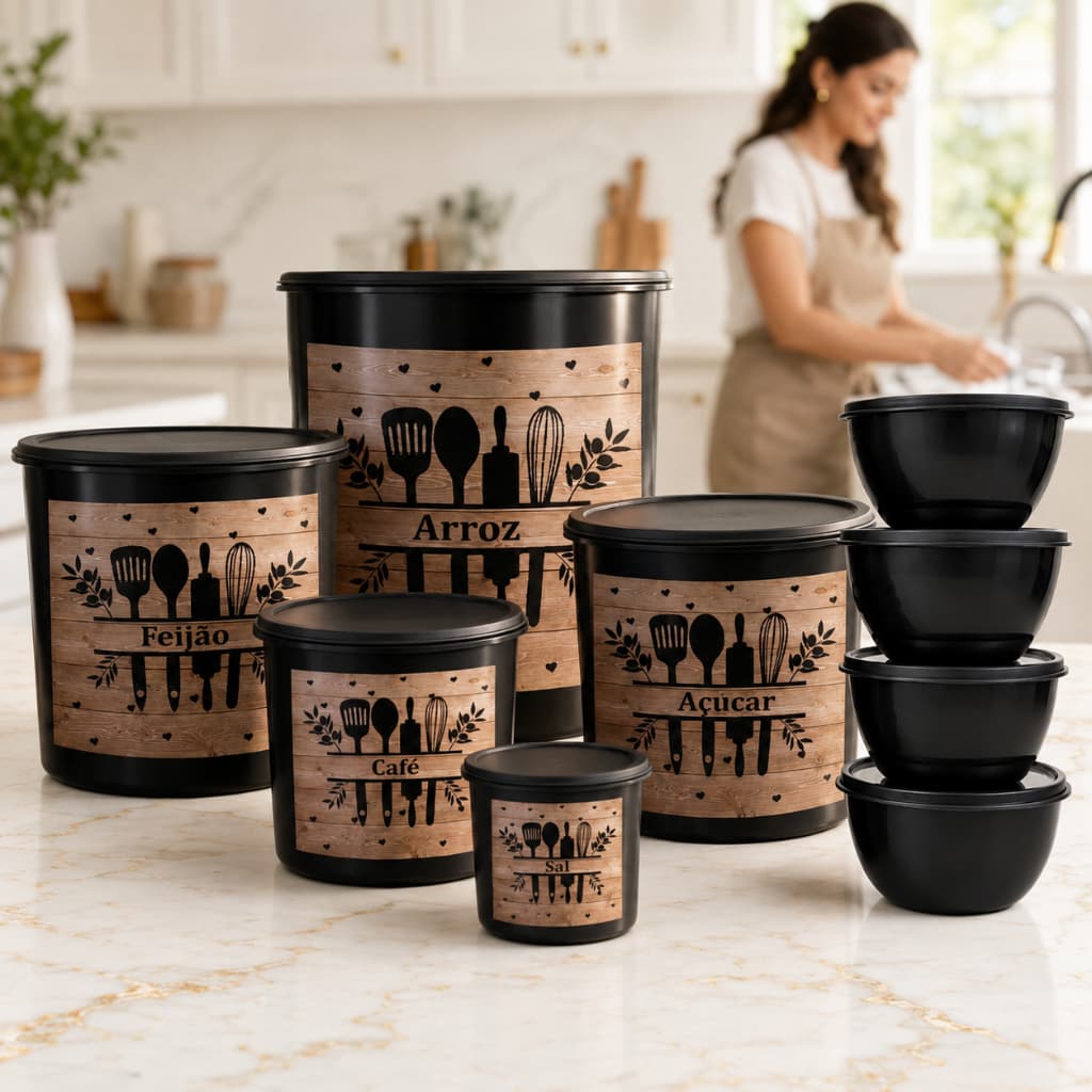Kit Potes Mantimentos BPA Free Bowls Redondos Empilháveis Coloridos