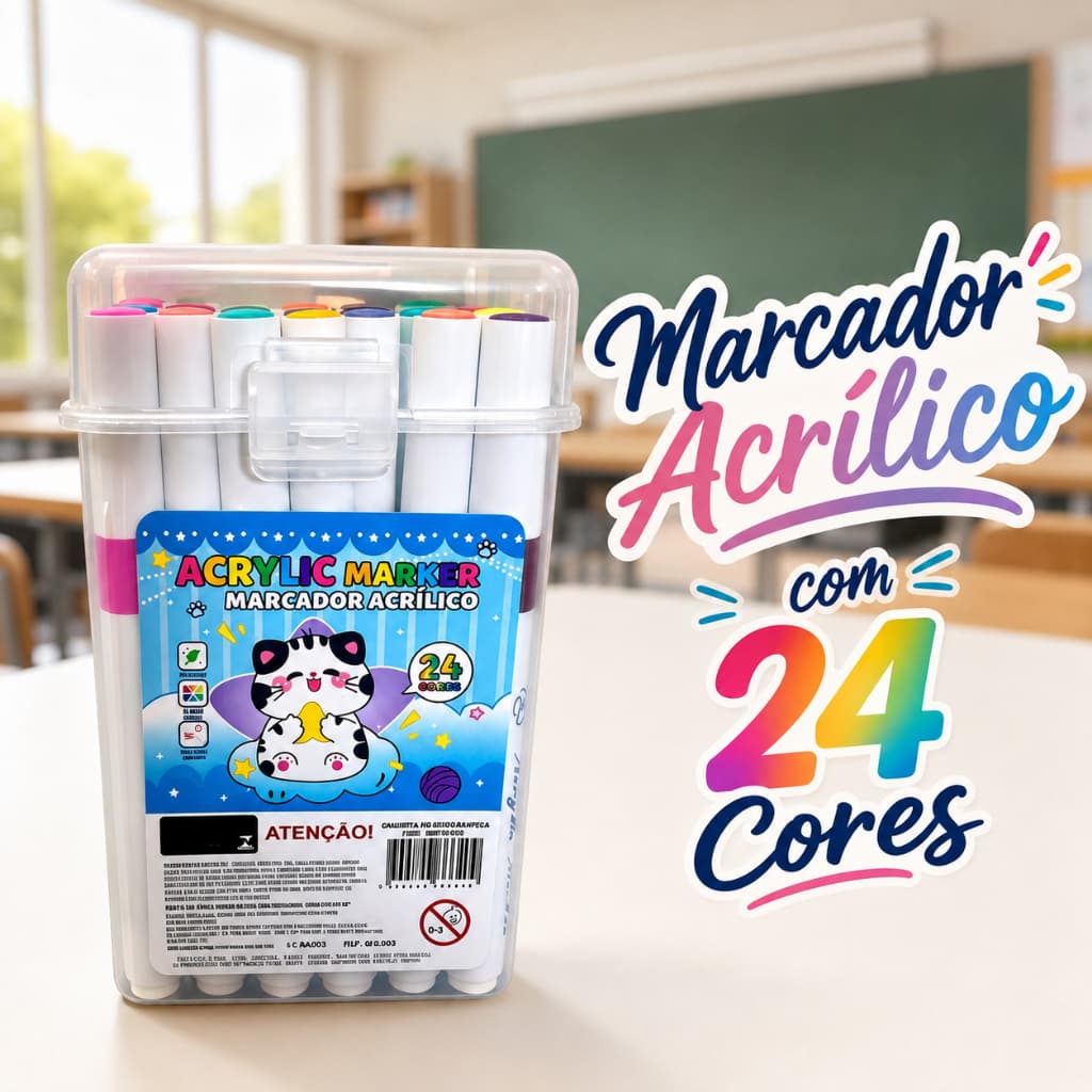 Marcador Acrilico C/24 Cores Acrylic Marker